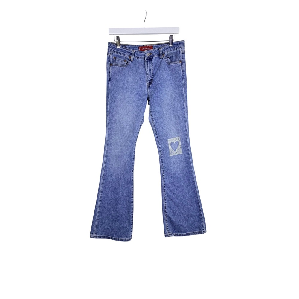 Vintage Y2K Levi's Low Rise Flare Jeans Heart Patchwork Bootcut Western Indie